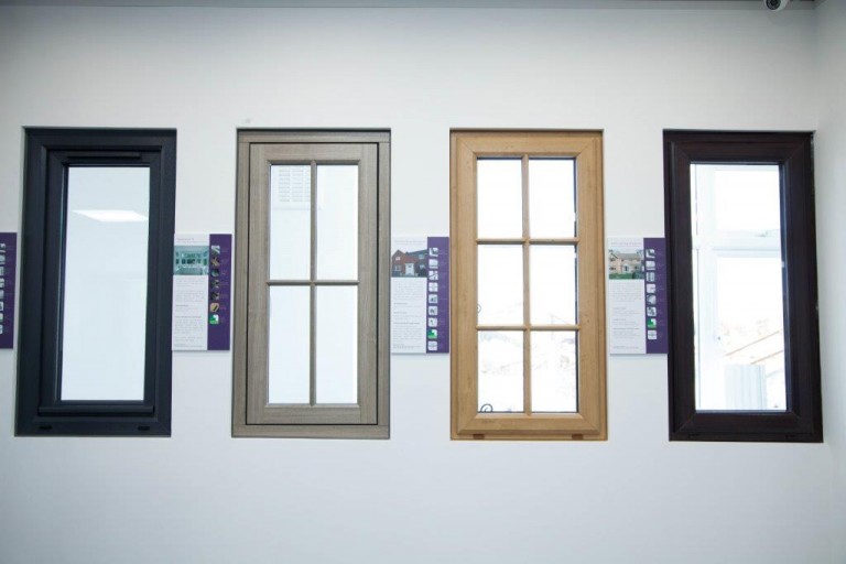 Coloured PVCu Windows at the Everglade showroom